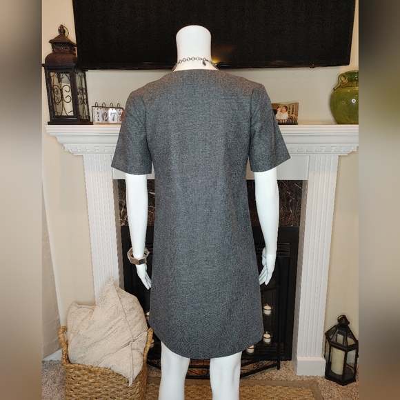 THEORY SALEA VIRGIN WOOL SHEATH DRESS WITH POCKETS, GRAY 6 - Picture 4 of 9